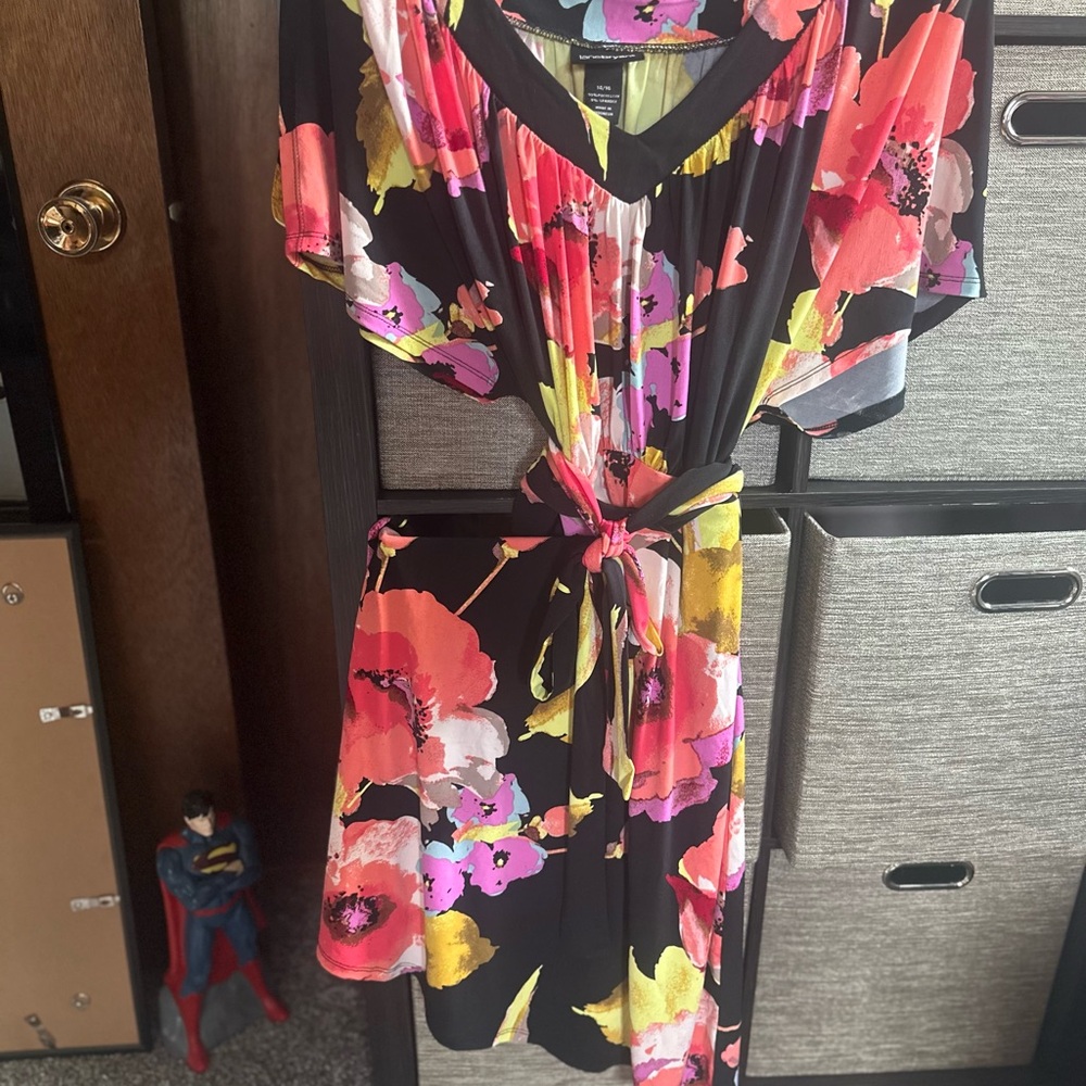 Lane Bryant Floral Midi Dress - Black, Pink, Yellow 14/16